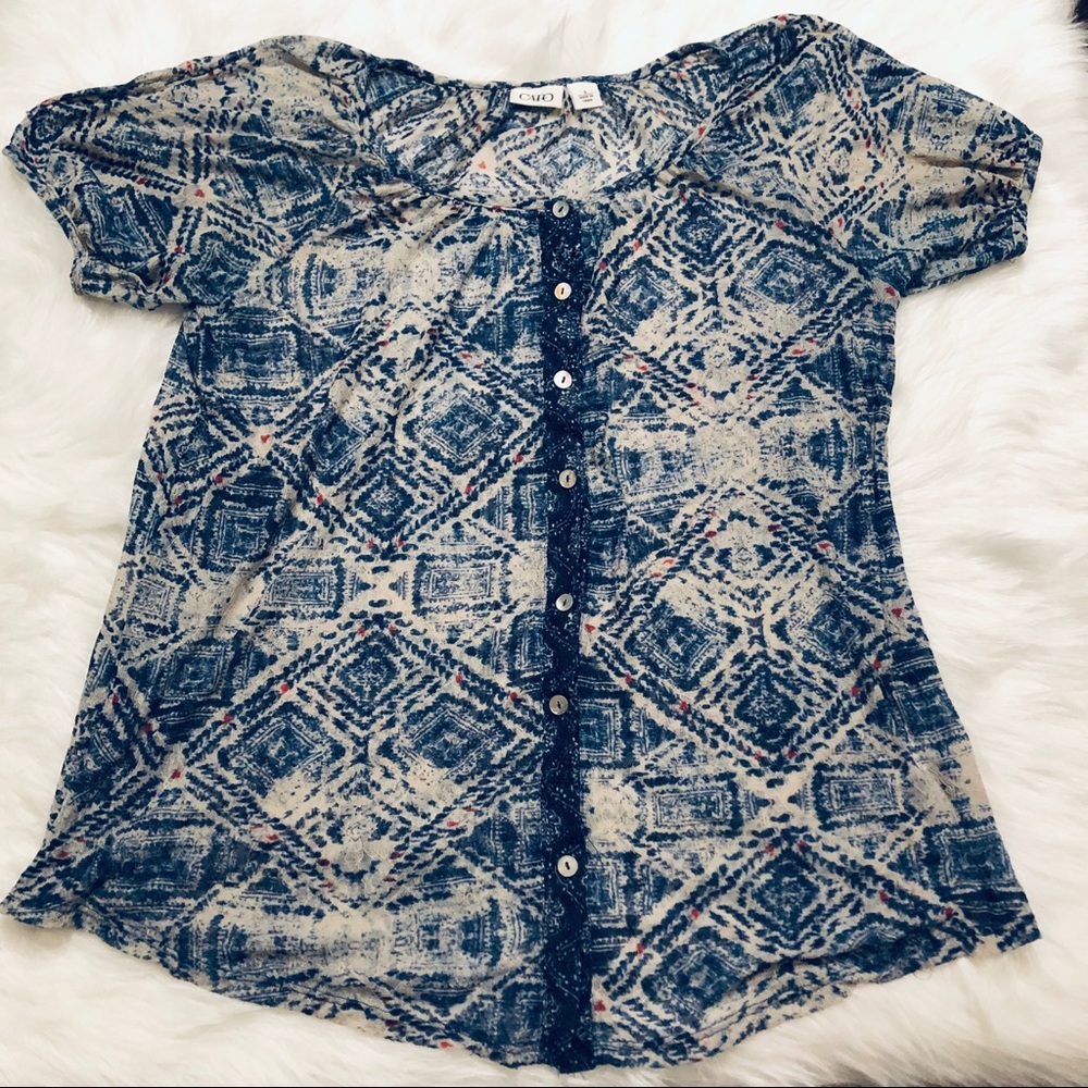Cato Bohemian Colorful Sheer Top